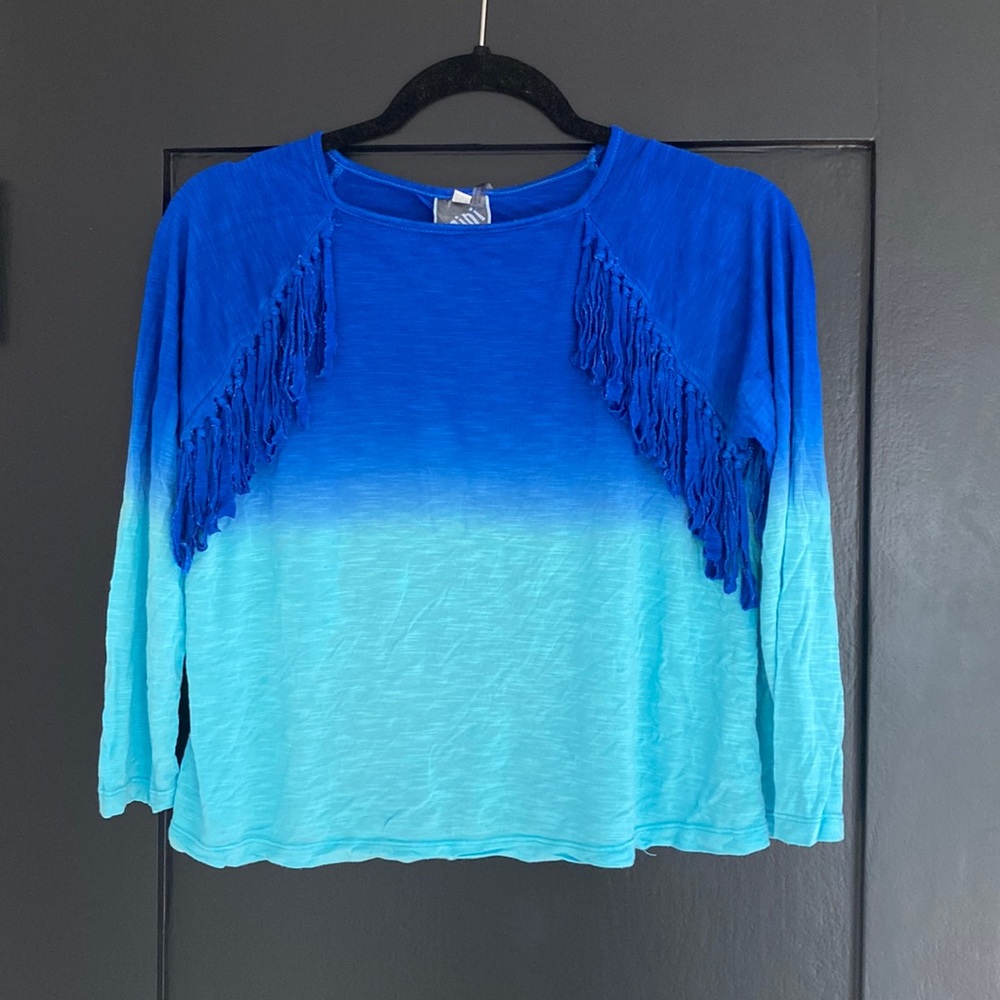 Mini Young Fabulous and Broke Girls Teen Open Back Blue Long Sleeve Top 14